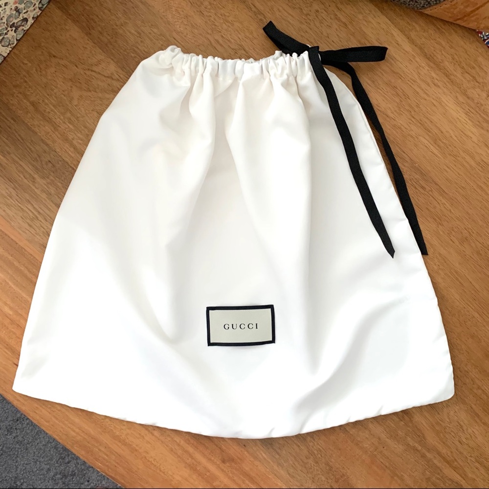 Authentic Gucci silky white drawstring dust bag